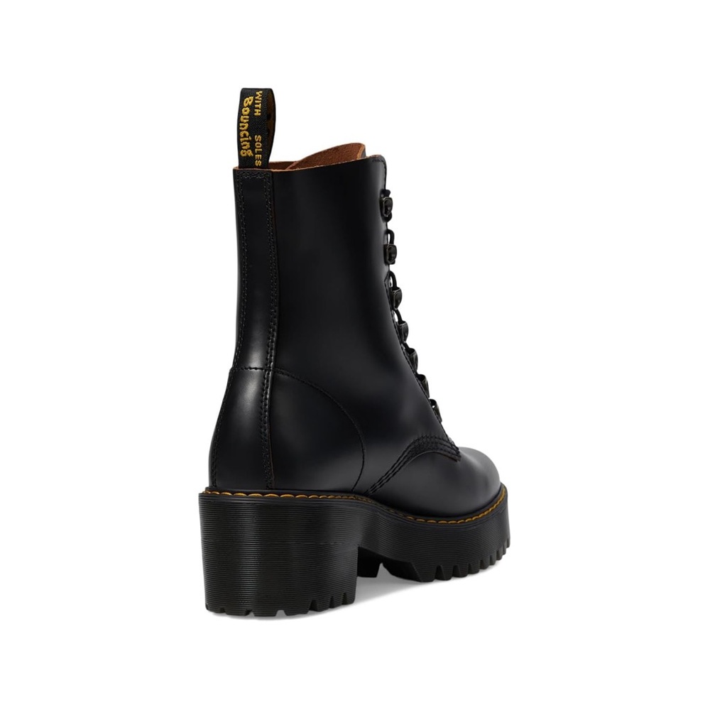 Dr Martens Leona Nubuck Leather Platform Combat Boots Woman Black NEW - Picture 5 of 9